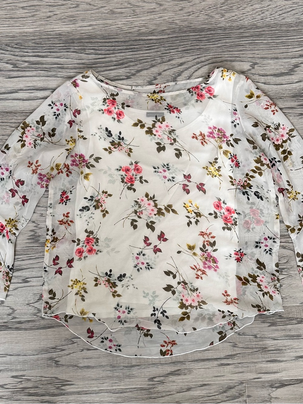mercer & madison White Sheer Floral Long-Sleeve Blouse